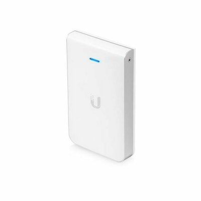 UBiQUiTi UniFi6 In-Wall. Wall-mounted WiFi 6 access point with a built-in PoE switch.