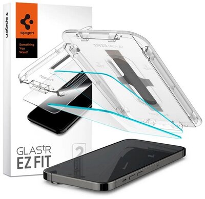 SPIGEN EZ FIT HD képernyővédő üveg 2db (2.5D, tokbarát, ultravékony, 0.2mm, 9H + segédkeret) ÁTLÁTSZÓ