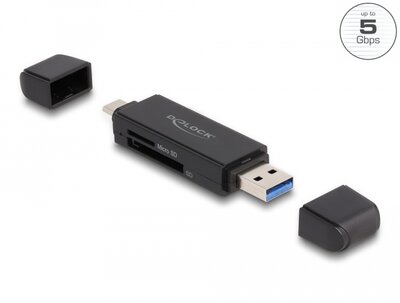 Delock SuperSpeed USB 5 Gbps kártyaolvasó USB Type-C / A-típusú SD és Micro SD memóriakártyákhoz