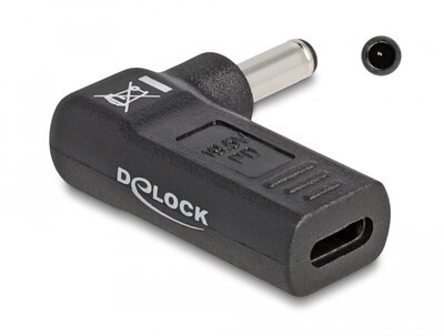Delock Laptop töltőkábel adapter USB Type-C anya - Dell 4,5 x 3,0 mm apa 90 fokban hajlított