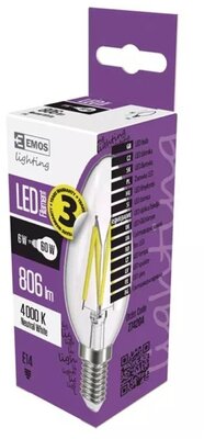 Emos Z74204 filament 6W 806lm E14 természetes fehér LED gyertya izzó