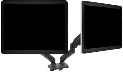 VARR asztali dual monitor állvány, full motion, VESA 75x75/100x100, integrált kábelcsatorna