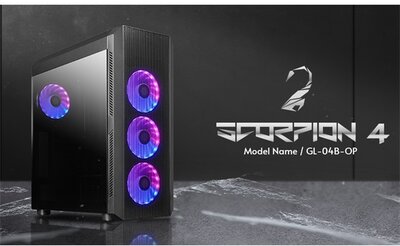 CHIEFTEC Ház ATX, Gaming Scorpion 4 A-RGB, Táp nélkül, Edzett Üveg, fekete