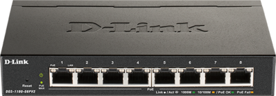 D-link 8-Port PoE Gigabit Smart Managed Switch - 8-Port 1000BaseTX Auto-Negotiat