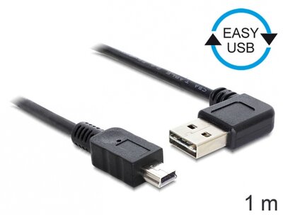 Delock EASY-USB 2.0 -A apa hajlított > USB 2.0 mini apa kábel, 1 m