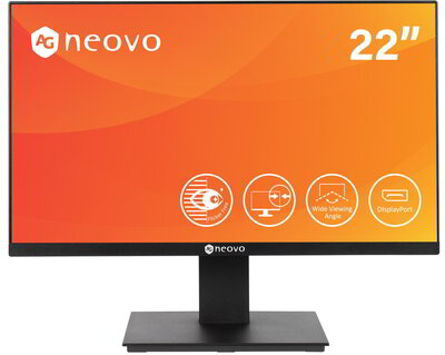 AG Neovo 22" LA-2202 monitor - LED VA fekete, FullHD, VGA, HDMI, DP, hangszóró