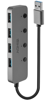 LINDY HUB USB 3.2 Gen1, kapcsolható, 4 port