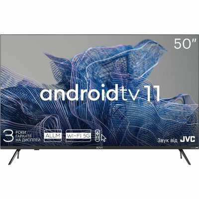 KIVI 50" 50U750NB - UHD, Android TV 11, Black, 3840x2160, 60 Hz, Sound by JVC, 2x12W, 70 kWh/1000h , BT5.1, HDMI ports 4, 24 months