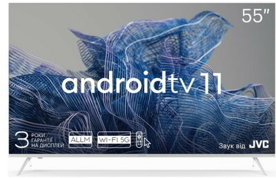 KIVI 55" 55U750NW - UHD, Android TV 11, White, 3840x2160, 60 Hz, Sound by JVC, 2x12W, 83 kWh/1000h , BT5.1, HDMI ports 4, 24 months