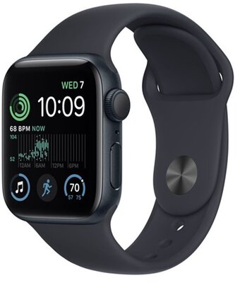 Apple Watch SE2 GPS-es (40mm) fekete alumínium tok, fekete sportszíjas okosóra