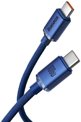 Baseus Crystal Shine Series CAJY000703 USB-C - USB-C gyorstöltő kábel, 100 W, 2m, kék