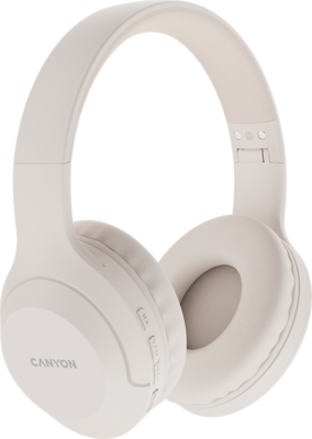 CANYON CNS-CBTHS3BE Bluetooth headset,with microphone, BT V5.1 JL6956, battery 300mAh, Type-C charging plug, PU material, size:168*190*78mm, charging cable 30cm and audio cable 100cm, Beige