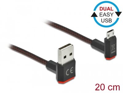 Delock EASY-USB 2.0 kábel A-típusú csatlakozódugó - EASY-USB Micro-B típusú csatlakozódugó, ívelt fe