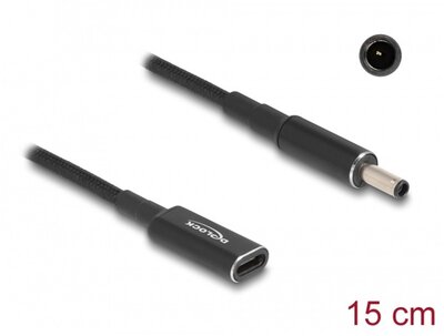 Delock Laptop töltőkábel adapterkábel USB Type-C anya - Dell 4,5 x 3,0 mm apa ott 15 cm