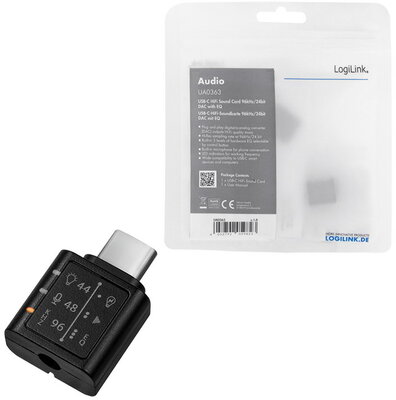 Logilink USB 3.2 audioadapter EQ-val, USB-C/M 3,5 mm/F-ig, fekete