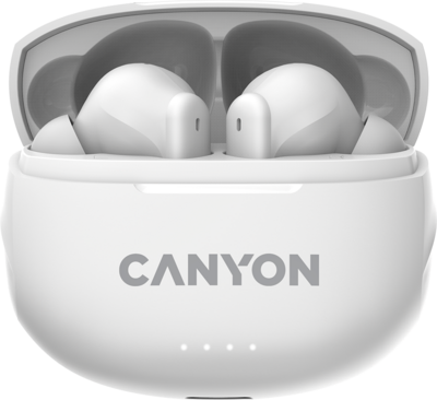CANYON CNS-TWS8W TWS-8, Bluetooth headset, with microphone, with ENC, BT V5.3 BT V5.3 JL 6976D4, Frequence Response:20Hz-20kHz, battery EarBud 40mAh*2+Charging Case 470mAh, type-C cable length 0.24m, Size: 59*48.8*25.5mm, 0.041kg, white