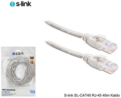 S-link Kábel - SL-CAT40 (UTP patch kábel, CAT5e, szürke, 40m)