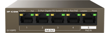 IP-COM Switch PoE - G1105PD (5x1Gbps; 4 af/at PoE+ port; 30W)