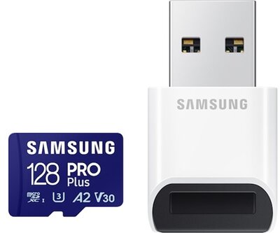 Samsung MicroSDXC kártya - 128GB MB-MD128SB/WW (PRO PLUS kártyaolvasóval, UHS-I, R180/W130, adapter, 128GB)