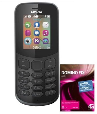 Nokia 130 DS 2017 1,8" Dual SIM fekete mobiltelefon + DominoFix Quick