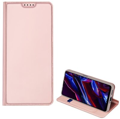 DUX DUCIS SKIN PRO tok álló, bőr hatású (FLIP, oldalra nyíló, bankkártya tartó, asztali tartó funkció) ROZÉARANY - Xiaomi Poco X5 5G / Xiaomi Redmi Note 12 5G