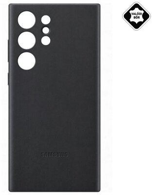 SAMSUNG műanyag telefonvédő (valódi bőr hátlap) FEKETE Samsung Galaxy S23 Ultra (SM-S918)