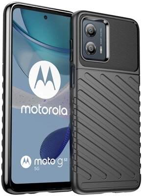 Szilikon telefonvédő (közepesen ütésálló, csíkos, dombor minta) FEKETE - Motorola Moto G53 (XT2335)