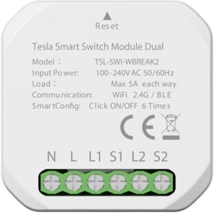 Tesla TSL-SWI-WBREAK2 Smart Switch Module Dual okos relé
