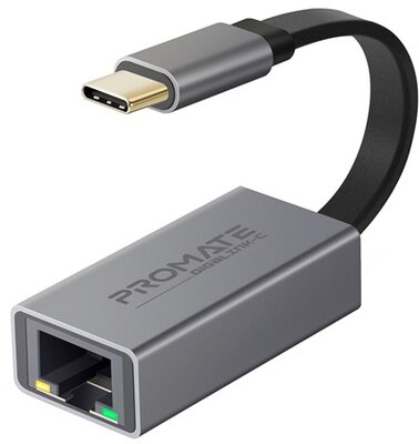 Promate Átalakító - GIGALINK C (USB-C adapter, 1000 Mbps, RJ45, szürke)