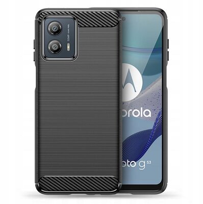 Szilikon telefonvédő (közepesen ütésálló, légpárnás sarok, szálcsiszolt, karbon minta) FEKETE - Motorola Moto G53 (XT2335)