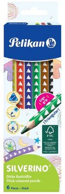 Pelikán Silverino vastag háromszögletű 6db-os vegyes színű színes ceruza