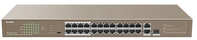 Tenda Switch PoE - TEF1126P-24-250W V2.0 (24x100Mbps; 2x1Gpbs; 1xSFP Combo; 24 af/at PoE+ port; 250W)