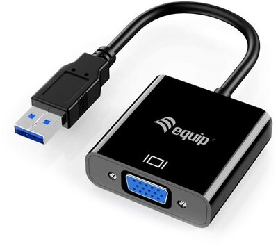 Equip Átalakító - 133384 (USB-A3.0 to VGA, fekete)