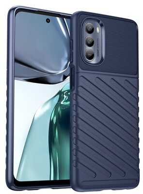 Szilikon telefonvédő (közepesen ütésálló, csíkos, dombor minta) SÖTÉTKÉK Motorola Moto G62 5G (XT2223)