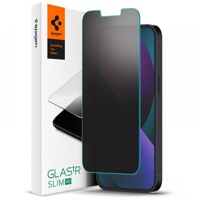 SPIGEN képernyővédő üveg (2.5D, extra karcálló, betekintés védelem, ultravékony, 0.2mm, 9H) ÁTLÁTSZÓ Apple iPhone 14 Plus