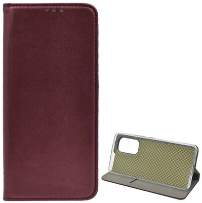 Tok álló, bőr hatású (FLIP, oldalra nyíló, asztali tartó funkció) BURGUNDY - Samsung Galaxy A53 (SM-A536) 5G