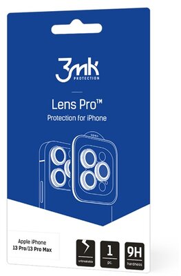 3MK LENS PRO kameravédő üveg (2.5D lekerekített szél, karcálló, 9H, felhelyezést segítő keret) SÖTÉTSZÜRKE Apple iPhone 13 Pro Apple iPhone 13 Pro Max