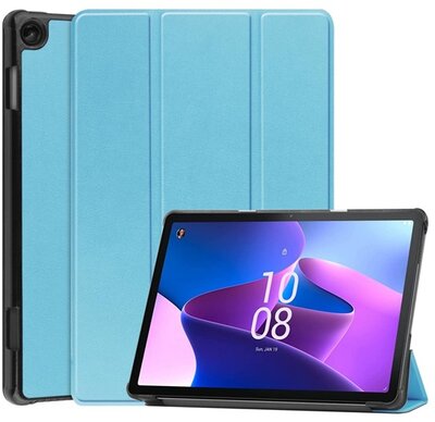 Tok álló, bőr hatású (aktív FLIP, oldalra nyíló, TRIFOLD asztali tartó funkció) VILÁGOSKÉK Lenovo Tab M10 (TB-328)