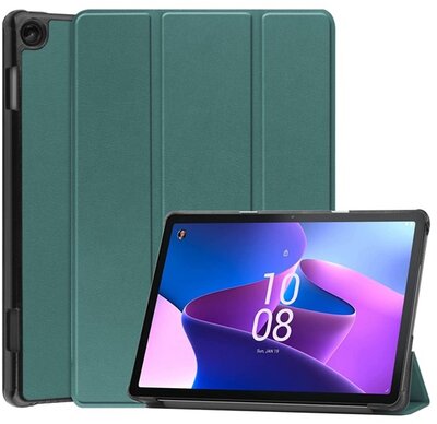 Tok álló, bőr hatású (aktív FLIP, oldalra nyíló, TRIFOLD asztali tartó funkció) SÖTÉTZÖLD Lenovo Tab M10 (TB-328)