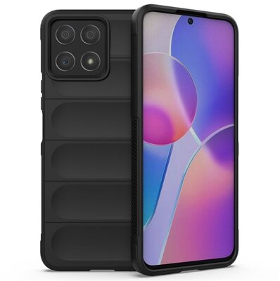 Szilikon telefonvédő (közepesen ütésálló, kamera védelem, 3D minta) FEKETE - Honor X8 4G