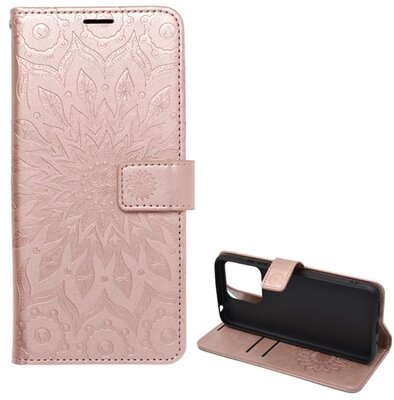 Tok álló, bőr hatású (FLIP, oldalra nyíló, asztali tartó funkció, csuklópánt, mandala minta) ROZÉARANY Xiaomi Redmi 10C