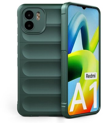 Szilikon telefonvédő (közepesen ütésálló, kamera védelem, 3D minta) SÖTÉTZÖLD - Xiaomi Redmi A1 / A2