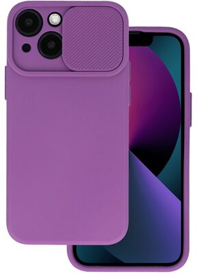 Szilikon telefonvédő (matt, mikrofiber plüss belső, kamera védelem) LILA - Apple iPhone 14 Plus