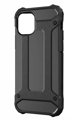 Defender műanyag telefonvédő (közepesen ütésálló, légpárnás sarok, szilikon belső, fémhatás) FEKETE - Apple iPhone 14 Plus