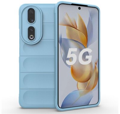 Szilikon telefonvédő (közepesen ütésálló, kamera védelem, 3D minta) VILÁGOSKÉK - Honor 90 5G