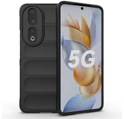 Szilikon telefonvédő (közepesen ütésálló, kamera védelem, 3D minta) FEKETE - Honor 90 5G