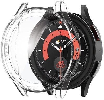 SPIGEN THIN FIT műanyag óra keret (közepesen ütésálló + kijelzővédő üveg) ÁTLÁTSZÓ Samsung Galaxy Watch 5 Pro eSIM 45 mm (SM-R925)