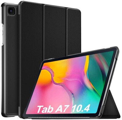 Tok álló, bőr hatású (aktív FLIP, oldalra nyíló, TRIFOLD asztali tartó funkció) FEKETE - Samsung Galaxy Tab A7