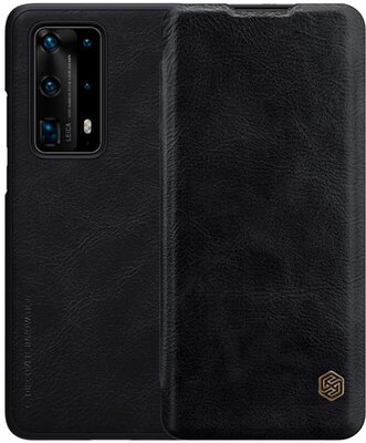 NILLKIN QIN tok álló, bőr hatású (FLIP, oldalra nyíló, bankkártya tartó) FEKETE - Huawei P40 Pro+ 5G
