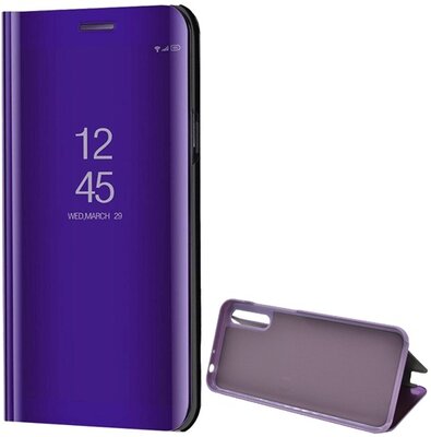 Tok álló (aktív FLIP, oldalra nyíló, asztali tartó funkció, tükrös felület, Mirror View Case) LILA Huawei Y8p